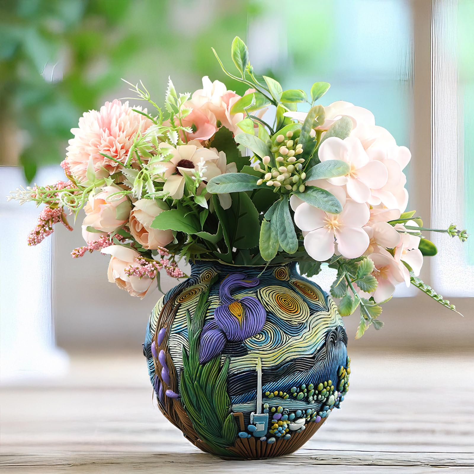 Amazon.com : Starry Night Flower Pot Acolorful Art Resin Vase